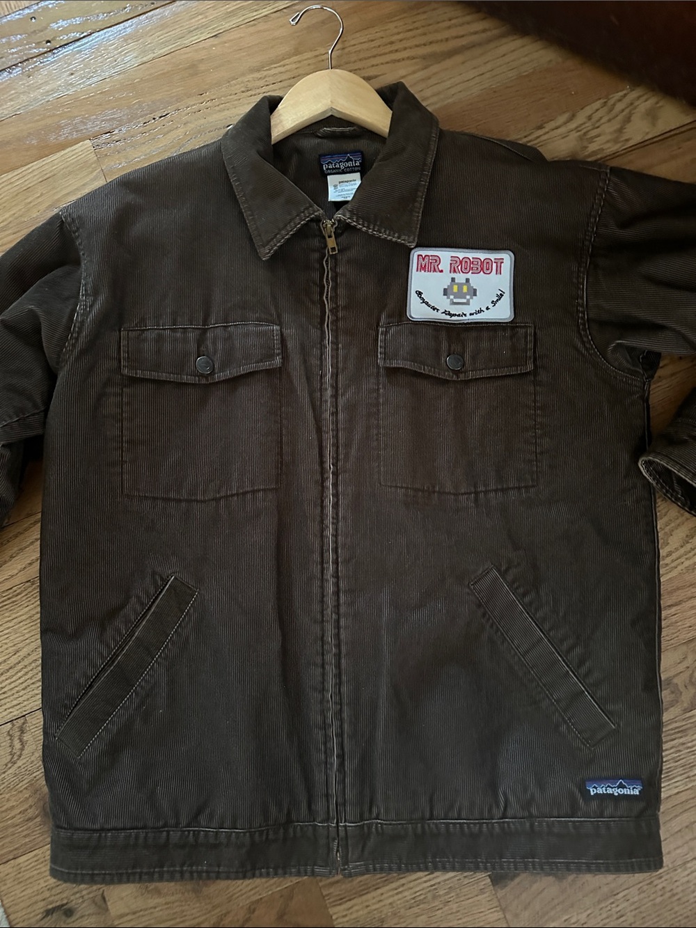 Men’s Patagonia Brown Corduroy Insulated Coat - Organic Cotton, Medium